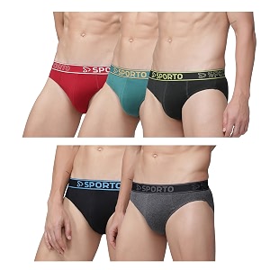 sporto Mens Solid Cotton Brief with Soft