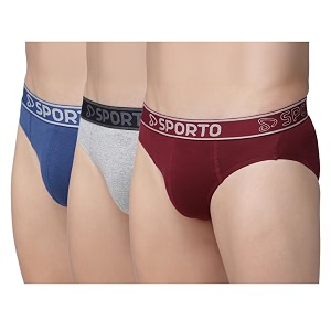 sporto Mens Solid Cotton Brief with Soft