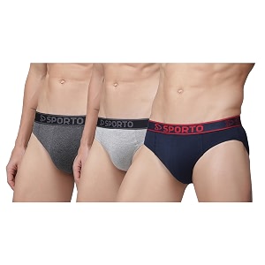 sporto Mens Solid Cotton Brief with Soft
