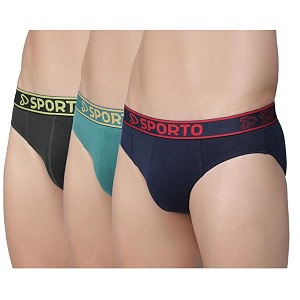 sporto Mens Solid Cotton Brief with Soft