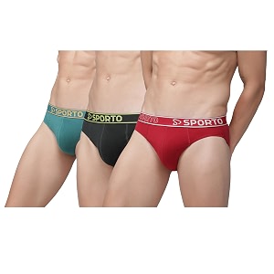 sporto Mens Solid Cotton Brief with Soft