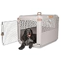 SportPet Designs Collapsible Medium Pet Travel Carrier (Tan), Hard-Sided Kennel for Medium Dogs, Puppies, Cats, Kittens, Animals up to 50lbs, Washable Home & Outdoor Pet Crate, 30.6"L x 22"W x 23.25"H