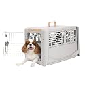 SportPet Designs Collapsible Small Pet Travel Carrier (Tan), Hard-Sided Kennel for Small Dogs, Puppies, Cats, Kittens, Animals up to 25lbs, Washable Home &amp; Outdoor Pet Crate, 24.5"L x 16.5"W x 16"H