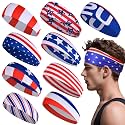 Sports Headband for Men 9 Pack Sweat Headbands for Men Running Workout Headbands Wide Sweatband Mens Stretchy Headband for Running Cycling Football Basketball Yoga