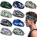 Sports Headband for Men 9 Pack Sweat Headbands for Men Running Workout Headbands Wide Sweatband Mens Stretchy Headband for Running Cycling Football Basketball Yoga