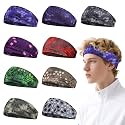 Sports Headband for Men 9 Pack Sweat Headbands for Men Running Workout Headbands Wide Sweatband Mens Stretchy Headband for Running Cycling Football Basketball Yoga