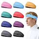 Sports Headband for Men 9 Pack Sweat Headbands for Men Running Workout Headbands Wide Sweatband Mens Stretchy Headband for Running Cycling Football Basketball Yoga