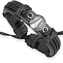 Sports Leather Wrap Bracelets for Men &amp; Teens, Team Sport Jewelry for High School, Teenagers Charm Bracelet Adjustable Sizing