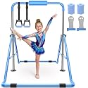 Sportsroyals Gymnastics Bar for Kids,Adjustable Height Gymnastic Horizontal Bars,Folding Gymnastic Junior Training Kip Bar for Home, Pink