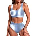 Sporty Bikini Set Two Piece High Waisted Swimsuit Athletic Bathing Suit