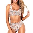 Sporty Bikini Set Two Piece High Waisted Swimsuit Athletic Bathing Suit