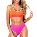 Sporty Bikini Set Two Piece High Waisted Swimsuit Athletic Bathing Suit