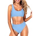 Sporty Bikini Set Two Piece High Waisted Swimsuit Athletic Bathing Suit