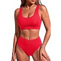 Sporty Bikini Set Two Piece High Waisted Swimsuit Athletic Bathing Suit