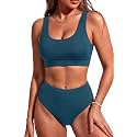 Sporty Bikini Set Two Piece High Waisted Swimsuit Athletic Bathing Suit