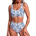 Sporty Bikini Set Two Piece High Waisted Swimsuit Athletic Bathing Suit