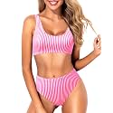 Sporty Bikini Set Two Piece High Waisted Swimsuit Athletic Bathing Suit