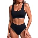 Sporty Bikini Set Two Piece High Waisted Swimsuit Athletic Bathing Suit