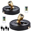 Spotlight Battery Operated, Wireless LED Spot Light, Dimmable 5000mAh Recharging Battery Picture Light with Remote Control for Wall Plant Tree Indoor Wall Display Painting Dartboard Artwork, 2 Pack