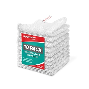 Spotzero By Milton Non-Scratch Wire Dish Cloth (Pack of 10) | Multipurpose Scrubber for Kitchen Utensils, Sinks, Counter & More I Wet and Dry Cleaning