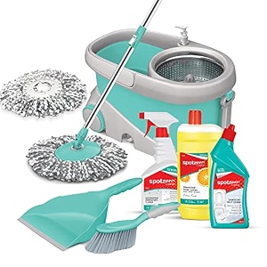 spotzero by milton prime mop cleaning kit-dustpan set with brush 1pc disinfectant toilet cleaner 1pc x 500ml disinfectant floor cleaner 1pc x 1 ltrs multipurpose disinfectant cleaner 1pc x 500 ml