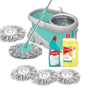 spotzero by milton prime moptoiletfloor cleanerrefill set - disinfectant toilet cleaner 1 pc x 500 ml disinfectant floor cleaner 1 pc x 1 ltrs spin mop refill 3pc pack x 1