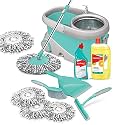 Spotzero By Milton Prime Mop Floor and Kitchen Cleaning - (Dustpan Set with Brush 1 pc, Toilet Cleaner 1 pc - 500 ml, Floor Cleaner 1 pc - 1 Ltrs, Kitchen Platform Moppy 1 pc, Spin Mop Refill 3 pc)