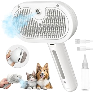 spray cat brush for shedding remove static flying hair pet grooming brush self cleaning dog brush suitable for long and short hair dogs and cats to remove tangled and loose hair white