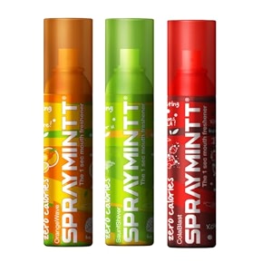 spraymintt mouth freshener  mukhwas  breath freshener  oral hygiene 175 sprays of instant long lasting with zero calories freshness  orangewave flavour  saunfshiver flavour  colablast flavour  15g - combo of 3