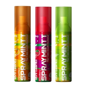 spraymintt mouth freshener  mukhwas  breath freshener  oral hygiene 175 sprays of instant long lasting with zero calories freshness  orangewave flavour  brezeberry flavour  saunfshiver flavour  15g - combo of 3