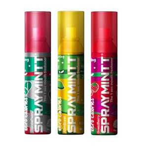 spraymintt mouth freshener  mukhwas  breath freshener  oral hygiene 175 sprays of instant long lasting with zero calories freshness  thandapaan flavour  aamburst flavour  brezeberry flavour  15g - combo of 3