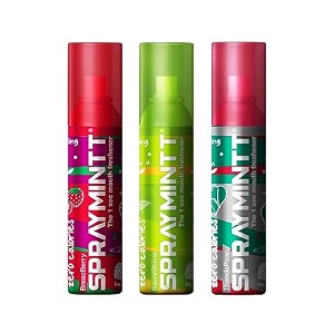spraymintt mouth freshener  mukhwas  breath freshener  oral hygiene 175 sprays of instant long lasting with zero calories freshness  aamburst flavour  15g - pack of 3