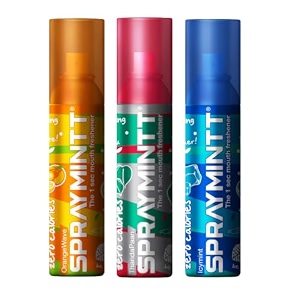 spraymintt mouth freshener  mukhwas  breath freshener  oral hygiene 175 sprays of instant long lasting with zero calories freshness  orangewave flavour  thandapaan flavour  icymint flavour  15g - combo of 3