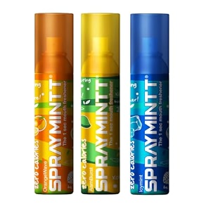 spraymintt mouth freshener  mukhwas  breath freshener  oral hygiene 175 sprays of instant long lasting with zero calories freshness  orangewave flavour  aamburst flavour  icymint flavour  15g - combo of 3