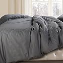 Spread Spain Cotton Oxford 400 Thread Count Geometric Pattern King Size Double Bed Zipper Duvet/Quilt Cover Soft and Comfy Duvet Cover Grey (90" x 108" inch)