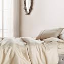 Spread Spain Cotton Oxford 400 Thread Count Geometric Pattern King Size Double Bed Zipper Duvet/Quilt Cover Soft and Comfy Duvet Cover Mouse (90" x 108" inch)