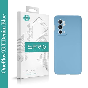 sprig compatible with oneplus 9rt phone liquid silicone cover premium back cover drop tested shock proof mobile case for men women boys and girls with camera protection denim blue
