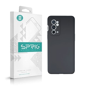 sprig compatible with oneplus 9rt phone liquid silicone cover premium back cover drop tested shock proof mobile case for men women boys and girls with camera protection charcoal grey