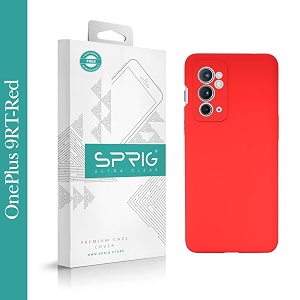 sprig compatible with oneplus 9rt phone liquid silicone cover premium back cover drop tested shock proof mobile case for men women boys and girls with camera protection red