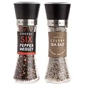 S P R I G Salt &amp; Pepper Combo | Six Pepper Medley (85G) | Celery Sea Salt (175G) | For Cooking, Seasoning And Garnishing | No Artificial Flavours, Colours, Fillers Or Preservatives | Pack Of 2