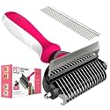 Spring Blossoms-2 in 1 Professional Grooming Rake for Cats & Dogs-Dematting Comb for Easy Mats & Tangles Removing,Pet Brush Safe No More Nasty Shedding and Flying Hair (Rose)
