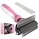 Spring Blossoms-2 in 1 Professional Grooming Rake for Cats & Dogs-Dematting Comb for Easy Mats & Tangles Removing,Pet Brush Safe No More Nasty Shedding and Flying Hair (Purple)