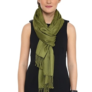 spring board fluffy long lasting viscose ethnic stole scarf for women and girls green pack of 1
