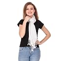 SPRING BOARD Fluffy Long Lasting Viscose Ethnic Stole, Scarf For Women and Girls (White, Pack of 1)