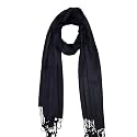 SPRING BOARD Fluffy Long Lasting Viscose Ethnic Stole, Scarf For Women and Girls (Black, Pack of 1)