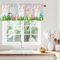 Spring Easter Valances for Windows, Rod Pocket Sheer Curtain 42x12 in
