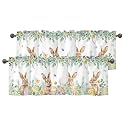 Spring Easter Valances for Windows, Rod Pocket Sheer Curtain 42x12 in