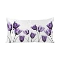 Spring Floral Satin Pillowcases with Zipper Cal King Size Cooling Purple Tulips Silk Pillow Cases for Hair and Skin Summer Botanical Flowers Leaf Plant Throw Pillow Covers for Women Men 20x40 Inch