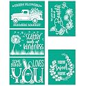 5-Piece Spring Floral Silk Screen Stencils Set, Fresh Flowers & Home Sweet Home Reusable Self-Adhesive Mesh Stencils for Wood Signs, Canvas, Fabric & Wall Art