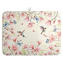 Spring Flowers Floral Dish Drying Mats Spring Summer Hummingbird Dish Mat Drying Matt Butterfly Dishes Dryer Pad for Kitchen Counter Absorbent Microfiber Washable Foldable Reusable 18x24 in